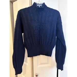 Orvis Navy Wool Cable Knit Sweater M Vintage Hong Kong